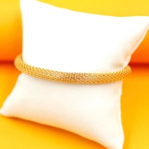 18K Gold Filled Round Mesh Open Bangle